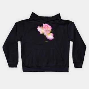 pink rose with the first raindrops of the day Kids Hoodie